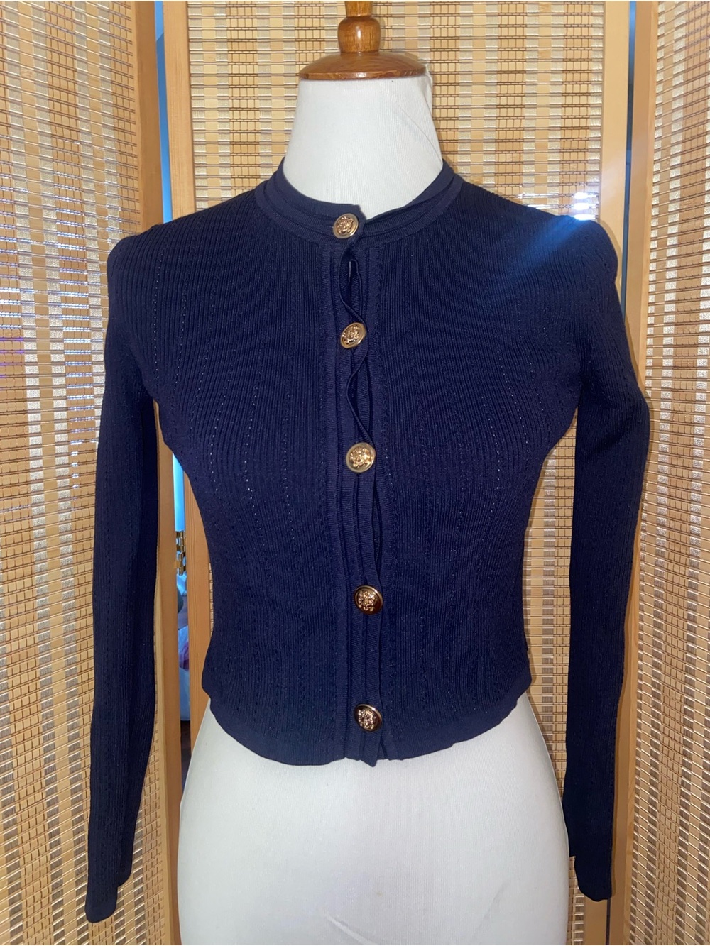 Zara Navy blue knit cardigan size Medium